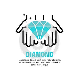 Diamond icon. Precious stone. Carat. Jewelry. Vector on isolated white background. EPS 10