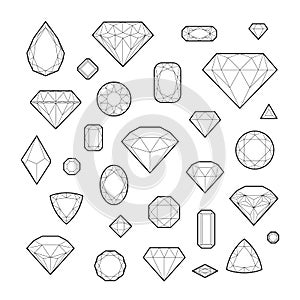 Diamond, icon set, vector illustration