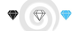 Diamond icon set, vector jewel cystal illustration