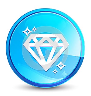 Diamond icon splash natural blue round button