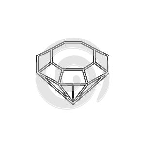 Diamond icon. Vector Illustration. Shiny crystal sign. Brilliant stone. Black stroke isolated on white background. Fashion modern