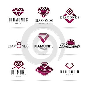 Diamond icons set