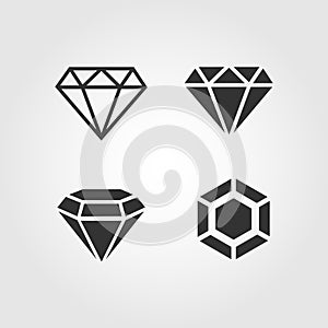 Diamond icons set, flat design photo