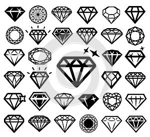 Diamond icons set.