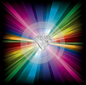 Diamond illustration on rainbow background