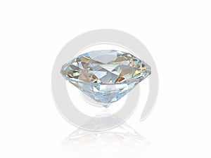 Diamond isolated on white back. Front view.