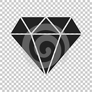 Diamond jewel gem vector icon in flat style. Diamond gemstone il