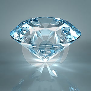 Diamond jewel isolated. Beautiful shape emerald image with reflective surface. Render brilliant jewelry stock image.
