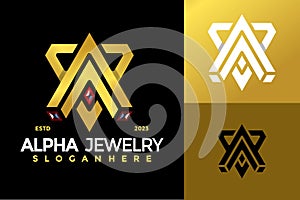 Diamond Jewelry Letter A Logo design vector symbol icon illustration