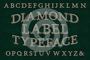 Diamond label typeface. Isolated english alphabet