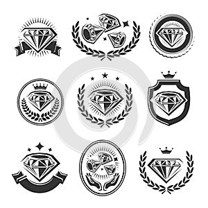 Diamond labels and elements set. Collection icon diamonds. Vector