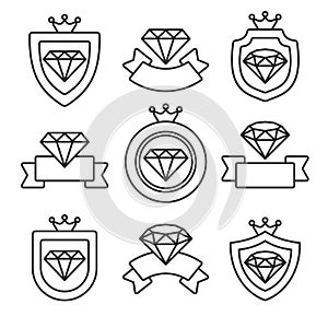 Diamond labels and elements set. Collection icon diamonds. Vector