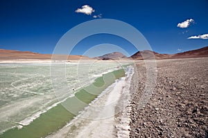 Diamond lagoon in Atacama desert