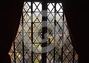 Diamond lattice window trim in silhouette