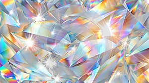 Diamond lens texture with sparkling shine abstract modern pattern. Iridescent spectrum refraction blur and optical