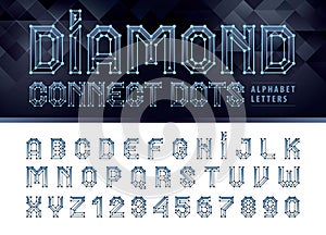 Diamond Line Connect Dots Alphabet Letters and numbers