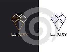 Diamond Lineal design logo in gold and solid vector photo