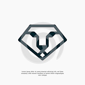 diamond lion head logo design template