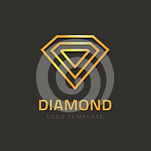 Diamond logotype vector, golden jewel logo concept of jewelry brand