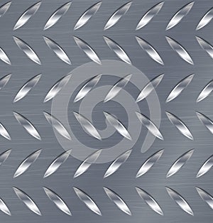 Diamond Metal Plate Seamless Vector Pattern. Corrugated Aluminum Sheet. Metal Seamless Background. Vector Illustration.