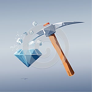 Diamond Mining Breakthrough Vector Icon