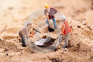 Diamond mining and treasure search concept