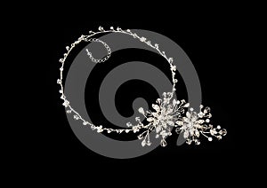 Diamond necklace on a black background