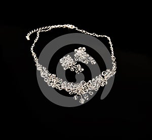 Diamond necklace and earrings