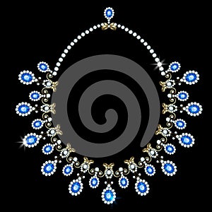 Diamond necklace with sapphires