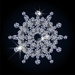 Diamond new year snowflake, greeting card vector