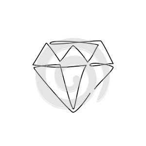 Diamond One line drawing on white background