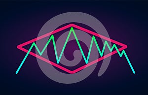 Diamond pattern - bearish formation continuation figure, chart technical analysis. Vector stock, cryptocurrency graph, forex