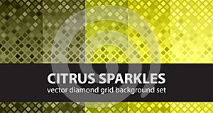 Diamond pattern set Citrus Sparkles. Vector seamless tile backgrounds