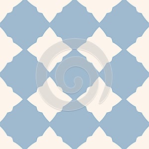 Diamond pattern. Vector abstract floral seamless ornament. Light blue and white