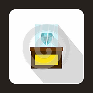 Diamond on a pedestal icon, flat style