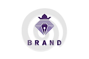 Diamond Pen Logo With Crown