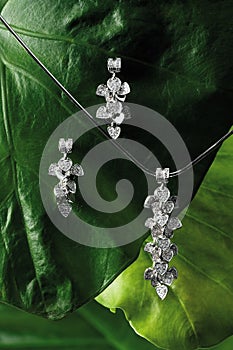 Diamond Pendant with Earrings