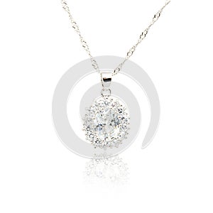 Diamond pendant isolated on white