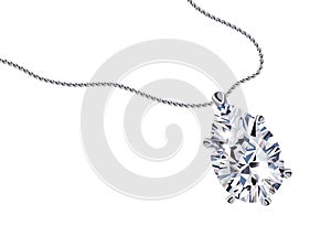 Diamond pendant necklace on white background vector