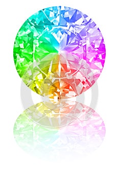 Diamond of rainbow colours on white