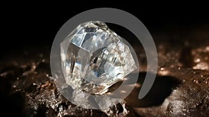 Diamond is rare precious natural geological stone on gradient background in low key, isolate. AI generated.