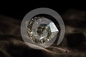 Diamond is a rare precious natural stone on a black background. AI generated. Header banner mockup with space.