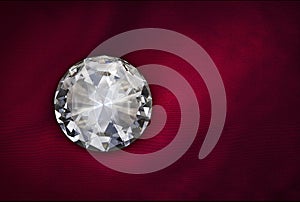 Diamond on red fabric background