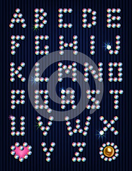 Diamond rhinestones light pixel alphabet photo