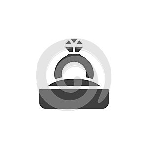 Diamond ring with box vector icon