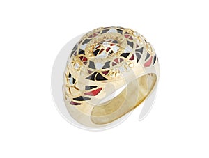 Diamond ring with enamel