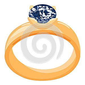 Diamond ring icon cartoon vector. Gem shiny carat