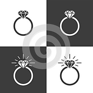 Diamond Ring Icon Flat Graphic Design