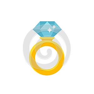 Diamond Ring icon in flat style.