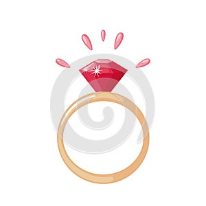 Diamond Ring icon in flat style.